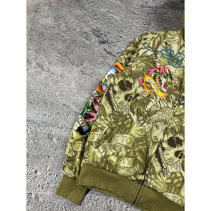 Ed Hardy zip hoodie furry vintage Y2K Christian Audigier fur