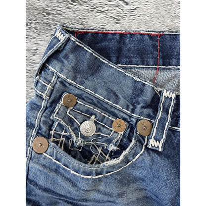 True Religion blue jeans white stitching Y2K Ricky Super T