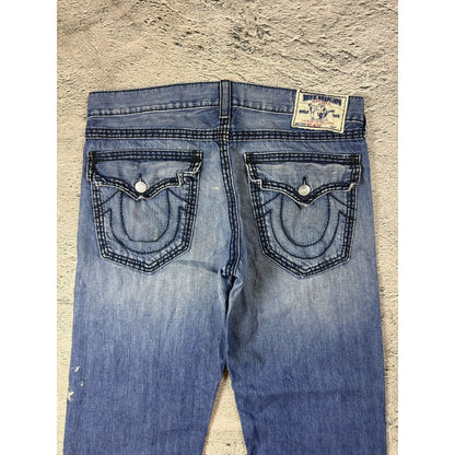 True Religion blue jeans black thick stitching Y2K Relaxed