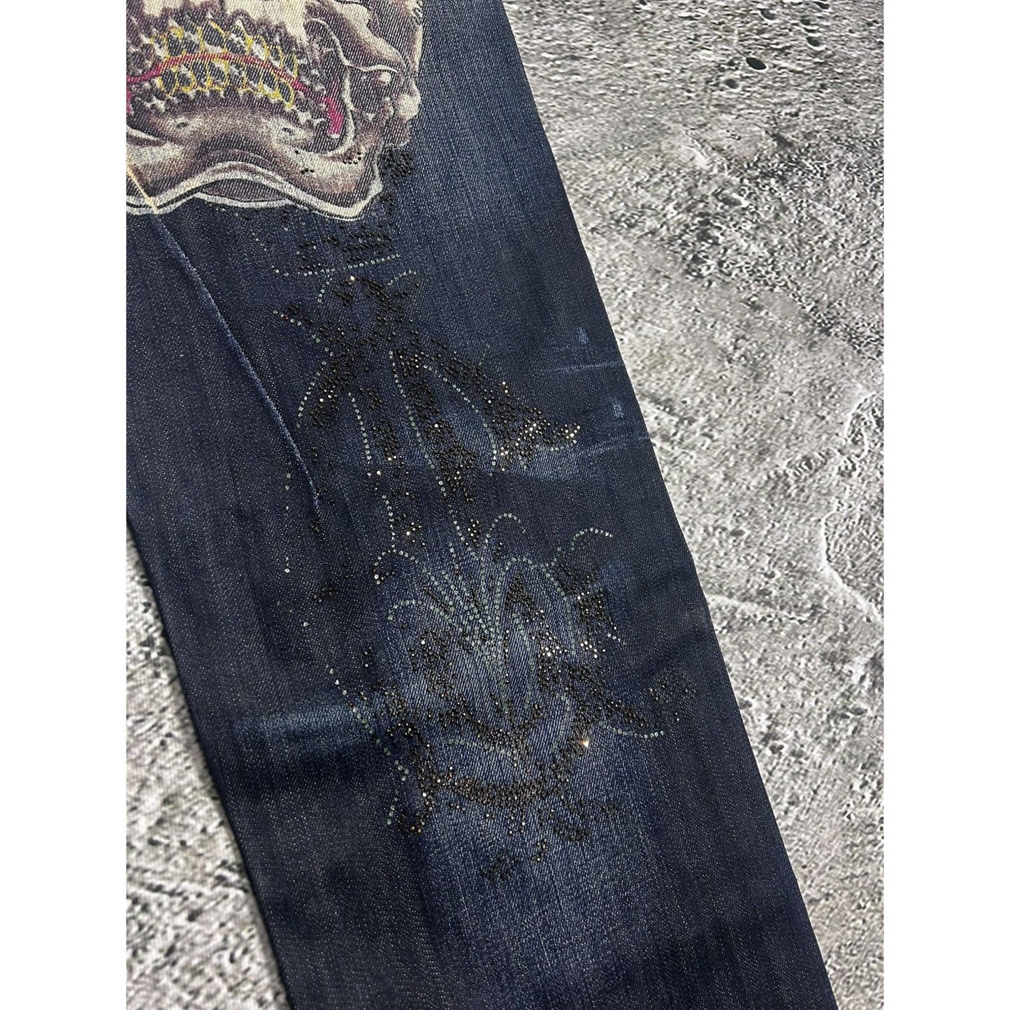 Ed Hardy Christian Audigier vintage jeans big logo pants