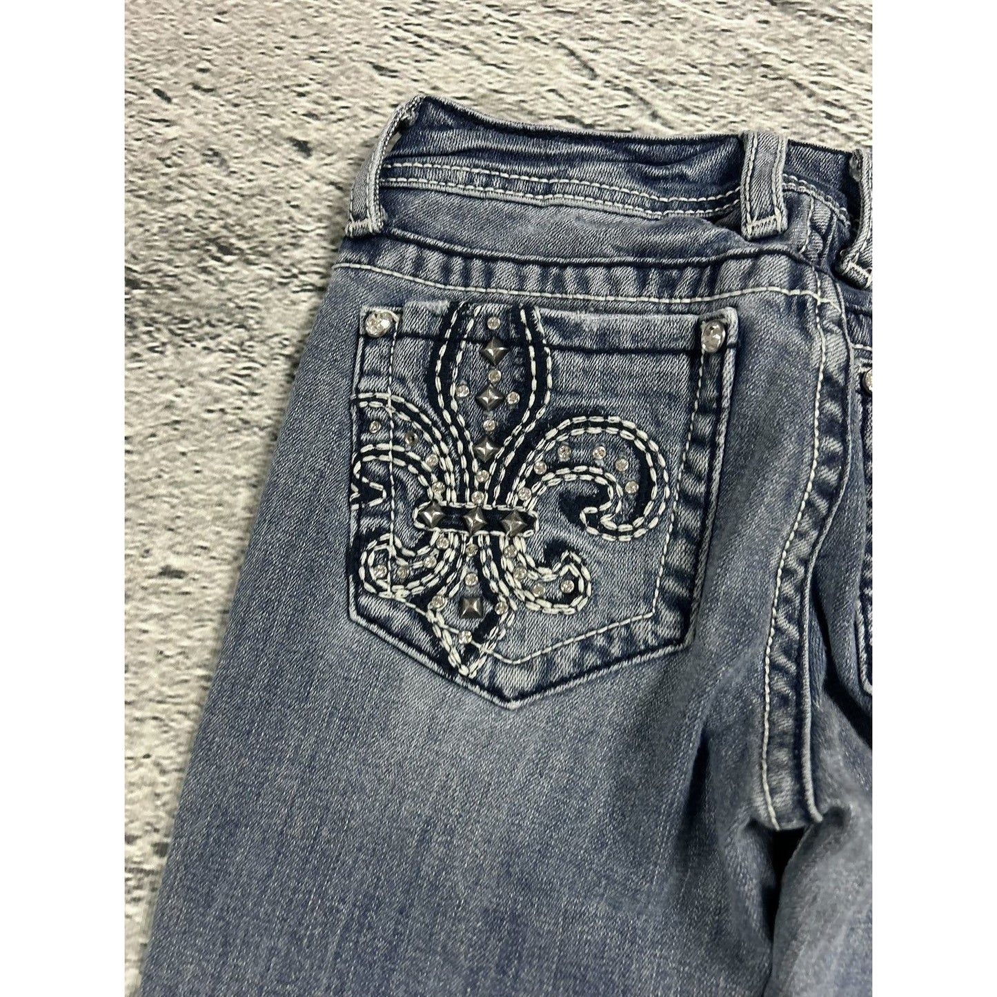 Miss Me flared bootcut white stitching denim vintage y2k