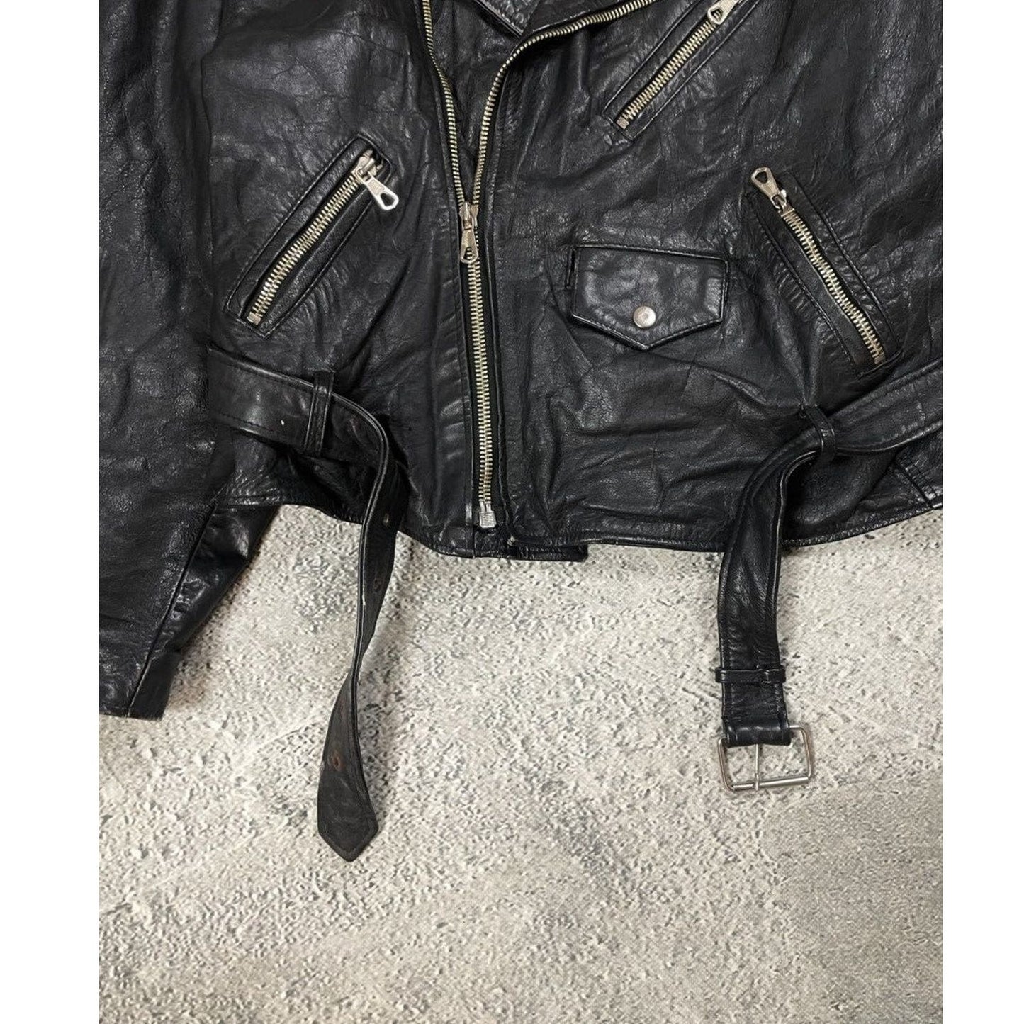 leather jacket vintage black racing ramones Y2K swag