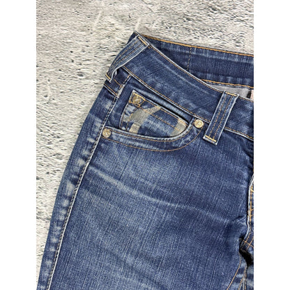 True Religion jeans Flared bootcut navy silver blue painted