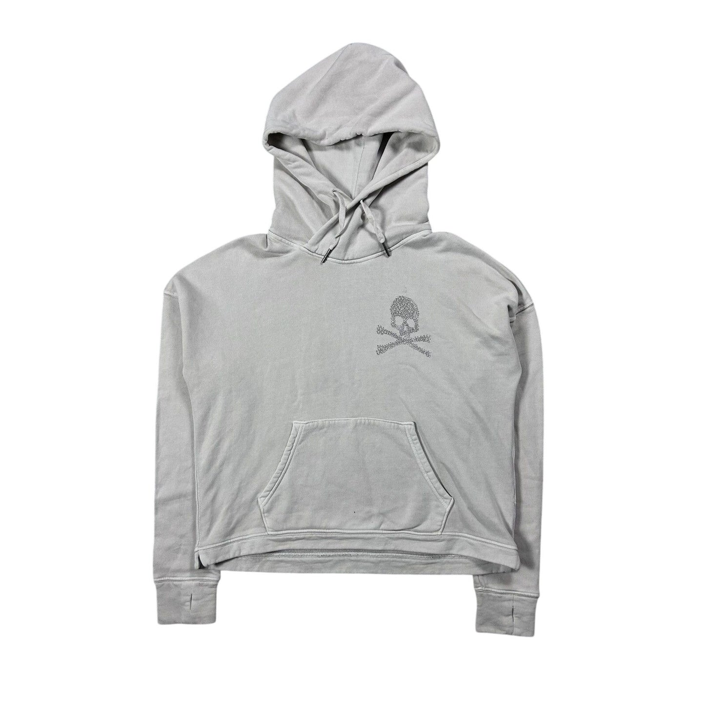 True Religion hoodie grey skull boxy crop hoody big logo Y2K