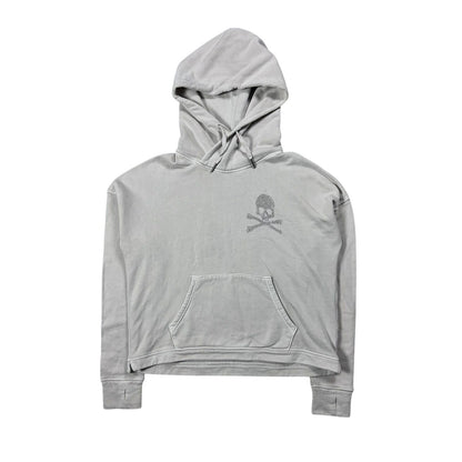 True Religion hoodie grey skull boxy crop hoody big logo Y2K