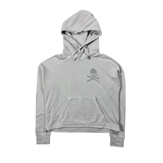 True Religion hoodie grey skull boxy crop hoody big logo Y2K