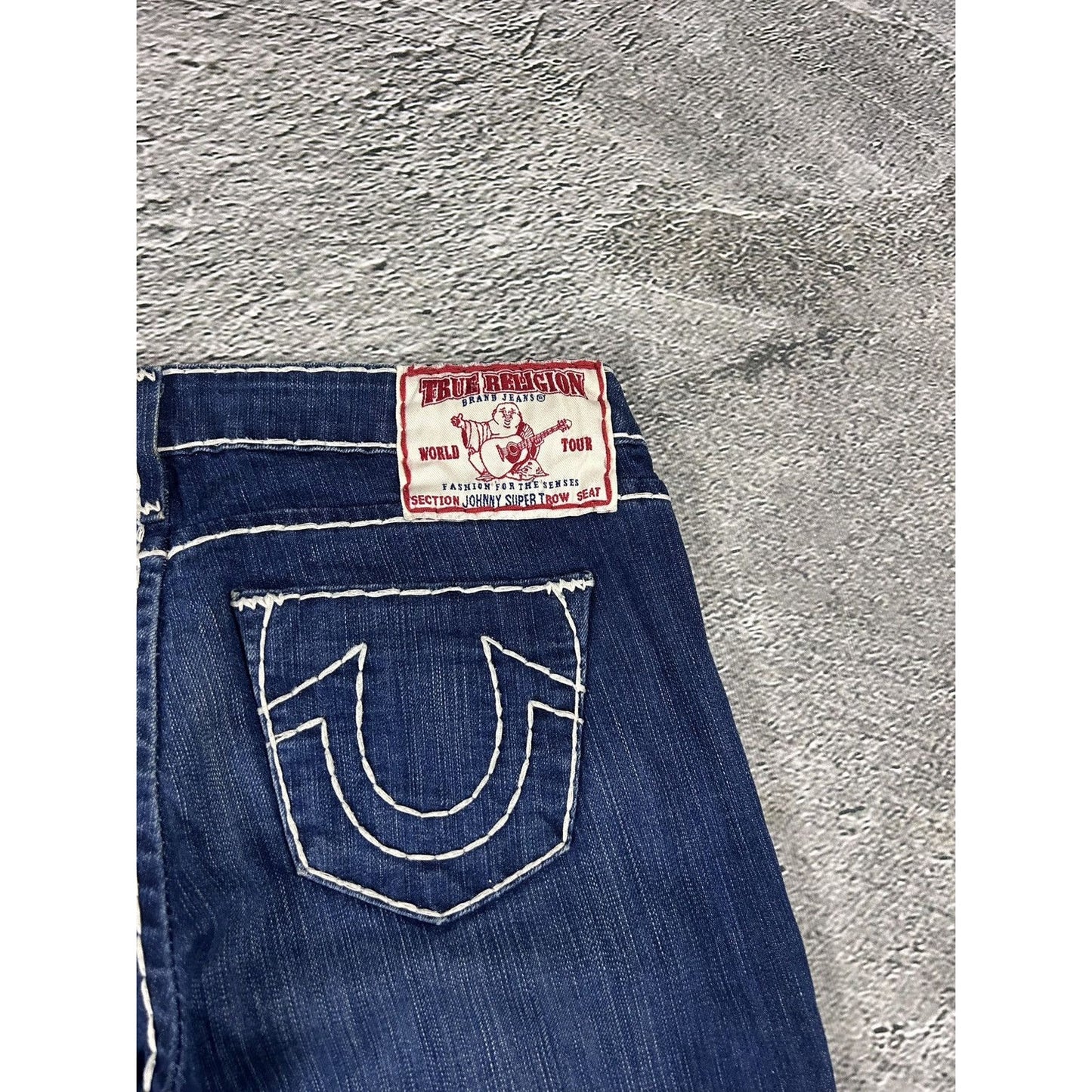 True Religion jeans flared vintage denim pants navy blue