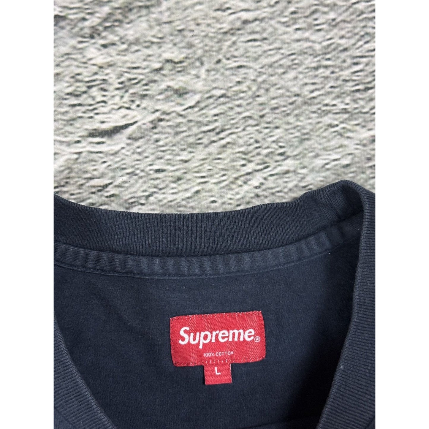 Supreme long sleeve T-shirt navy big logo 3M Reflective