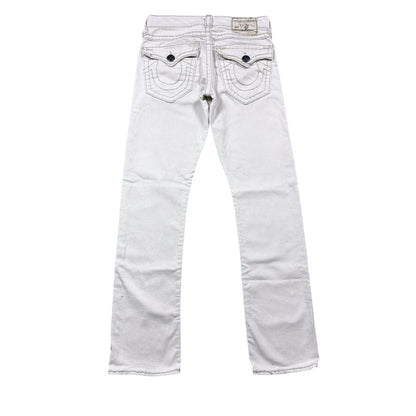 True Religion white jeans beige stitching Ricky Super T