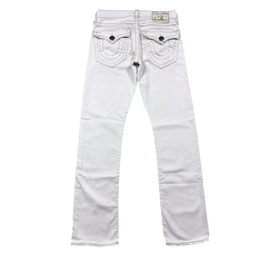 True Religion white jeans beige stitching Ricky Super T