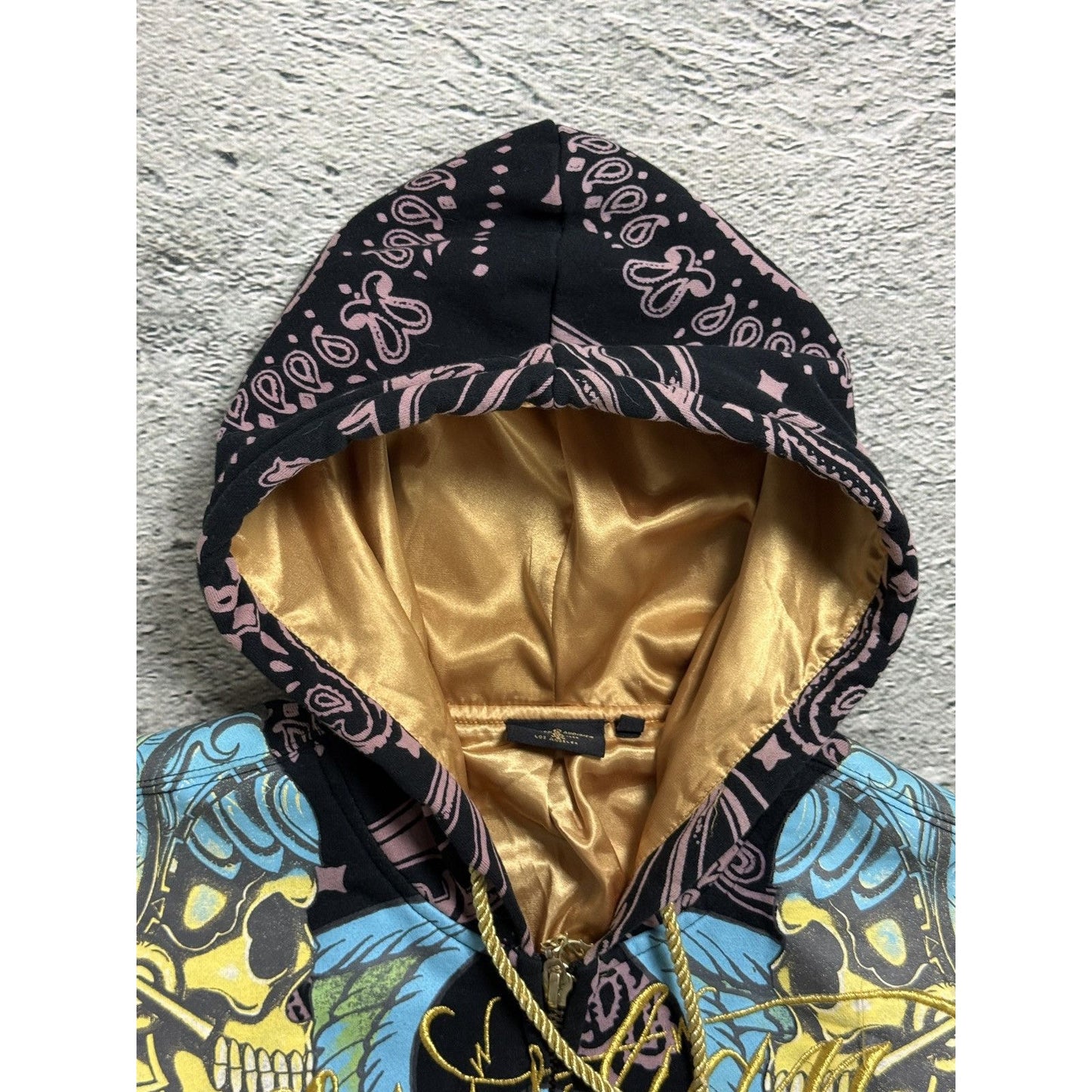 Ed Hardy zip hoodie vintage Christian Audigier gold black