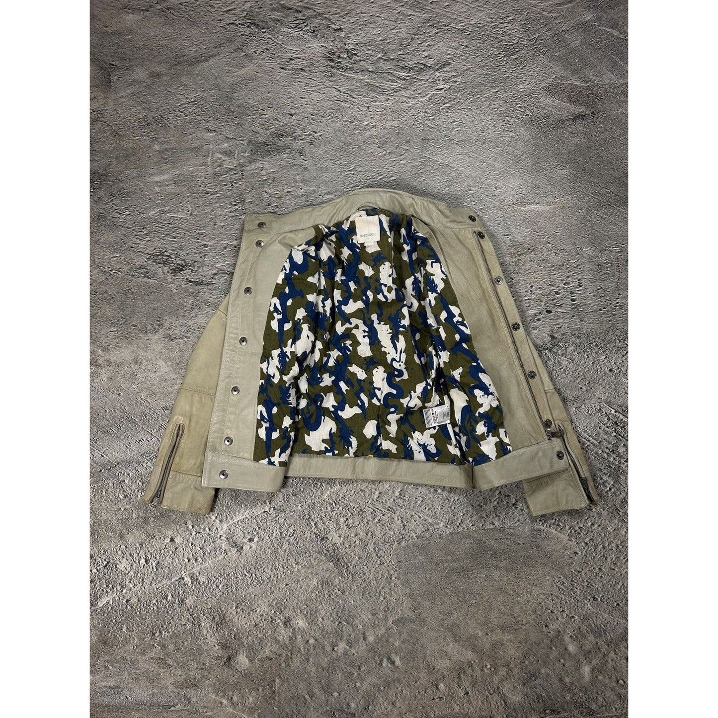 Diesel leather jacket beige vintage avant garde