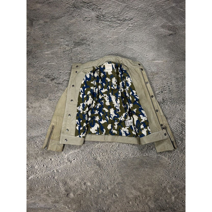 Diesel leather jacket beige vintage avant garde