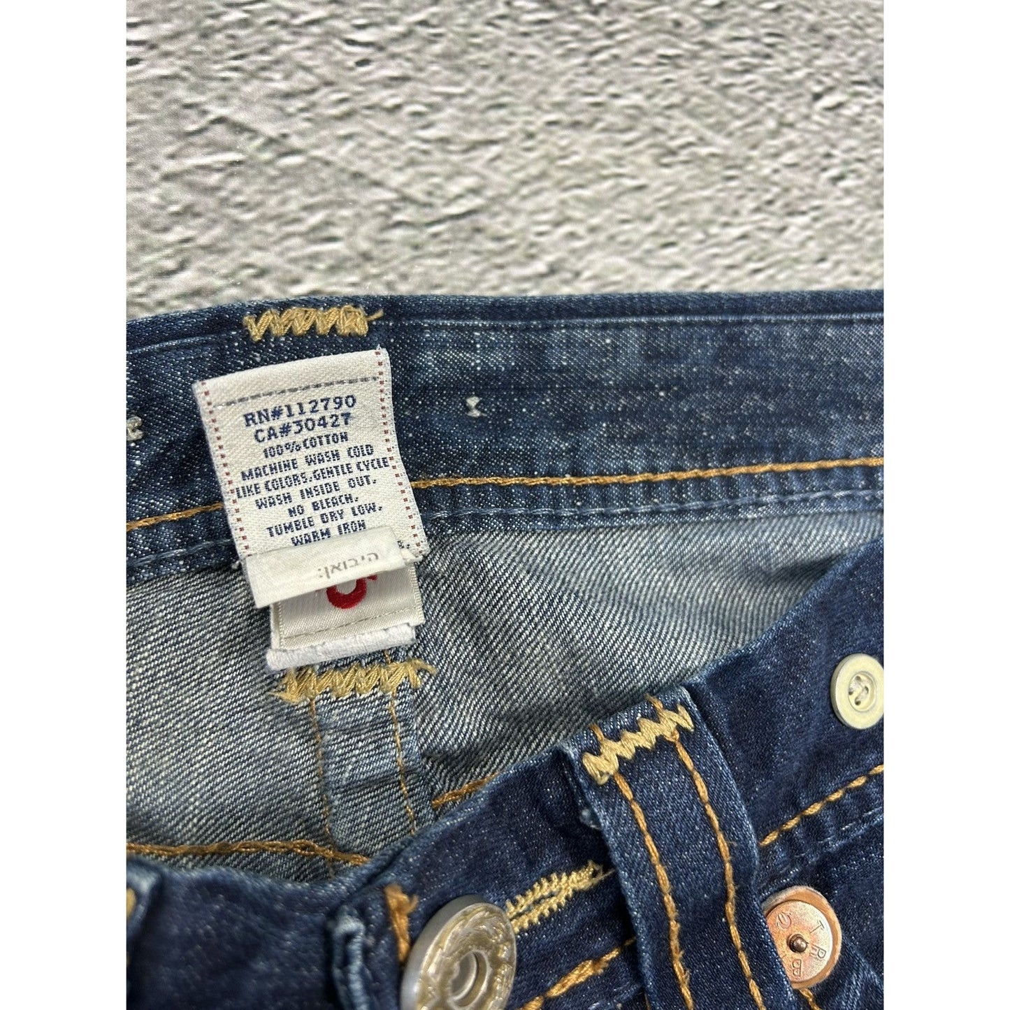 True Religion blue jeans thick stitching baggy Y2K