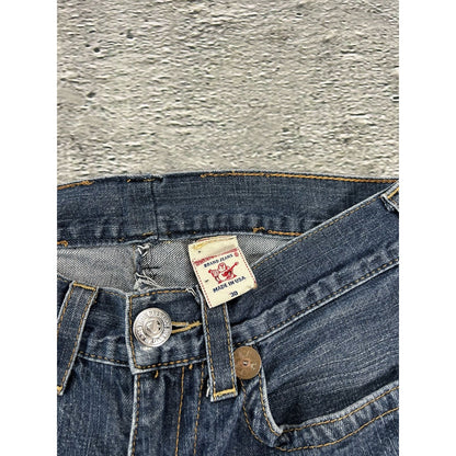 True Religion vintage blue jeans big logo painted black Y2K