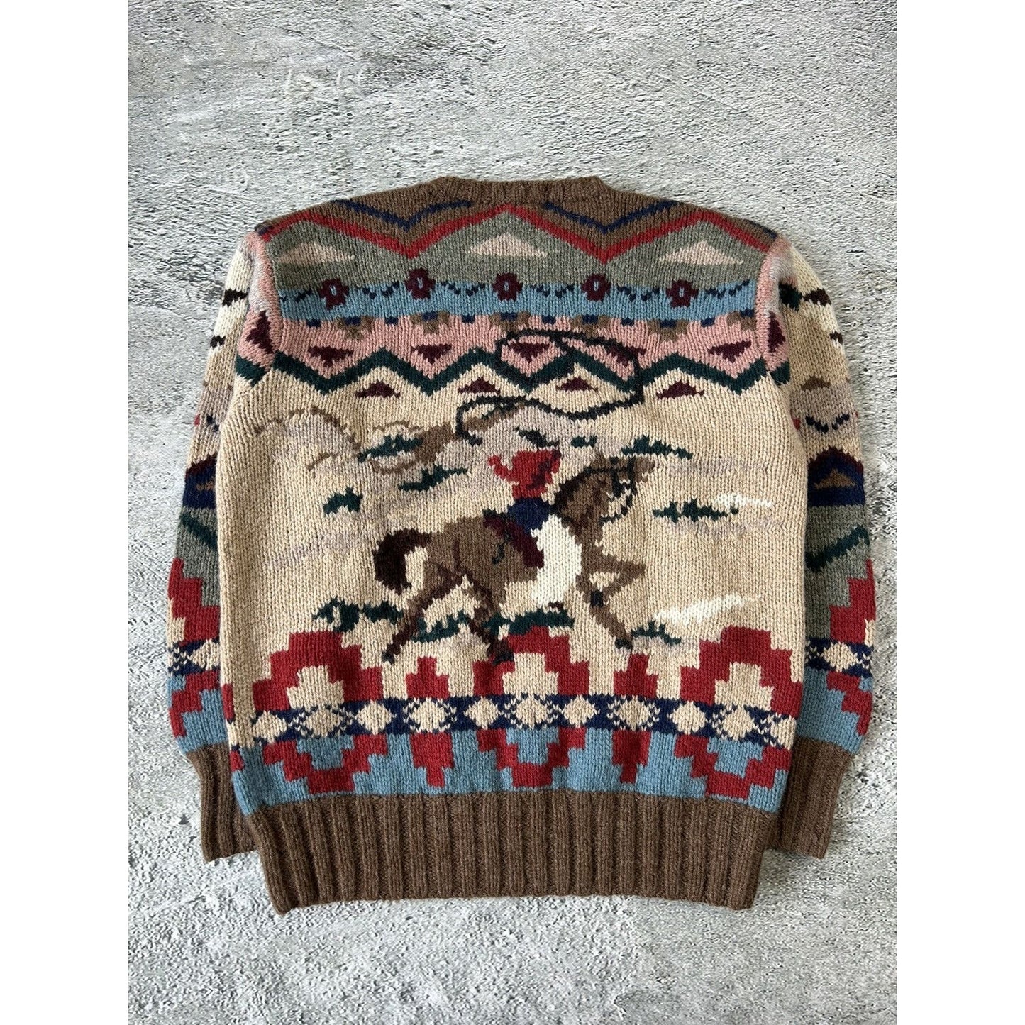 Polo Ralph Lauren Cowboy sweater hand knit 80s rare archival