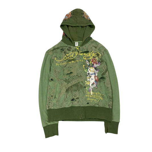 Ed Hardy zip hoodie green vintage Y2K Christian Audigier