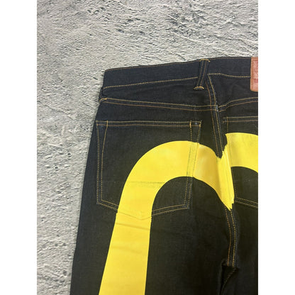 Evisu jeans daicock big logo yellow selvedge denim