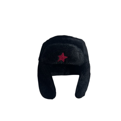 trooper hat vintage Y2K ushanka teddy fur red star