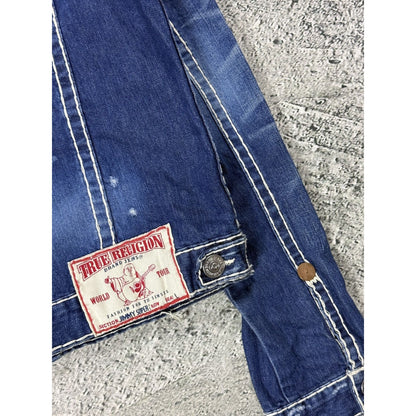 True Religion denim jacket blue white stitching vintage