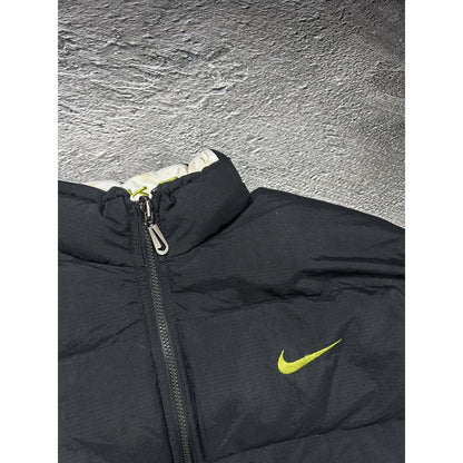 Nike black puffer jacket big logo vintage 90s reversible