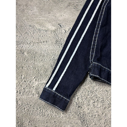 True Religion Raw denim jacket navy Blue white fat stithing