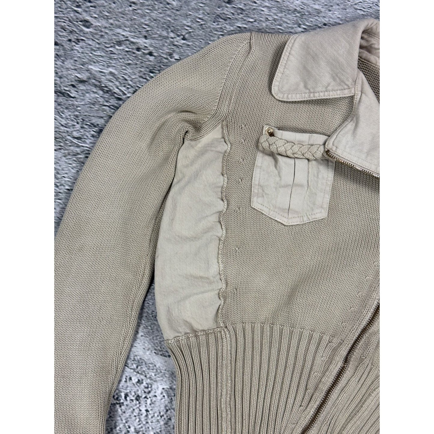 Emporio Armani sweater avant garde beige Y2K knit zip swag