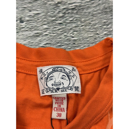 Evisu t-shirt orange vintage full print skeleton