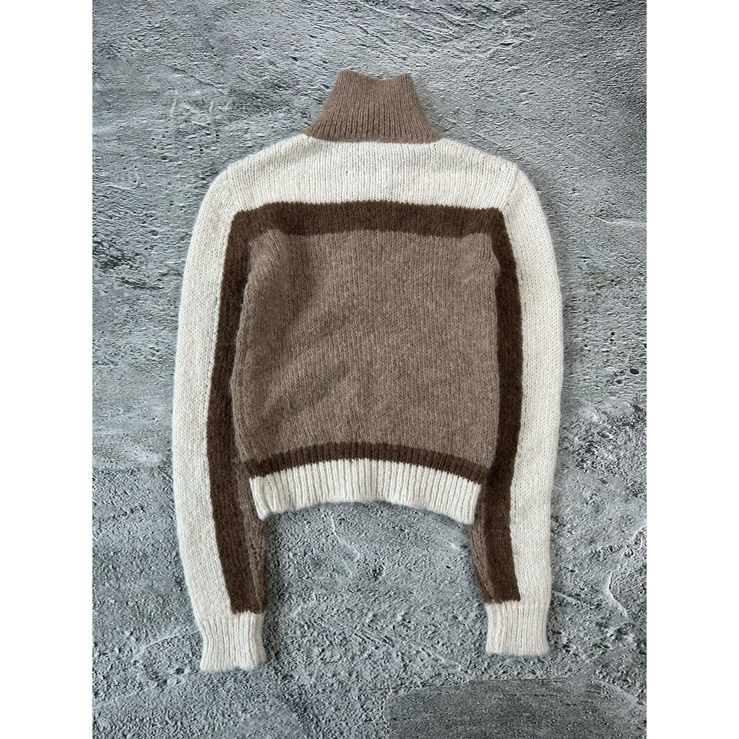 Prada Alpaca wool sweater zip turtleneck cardigan brown