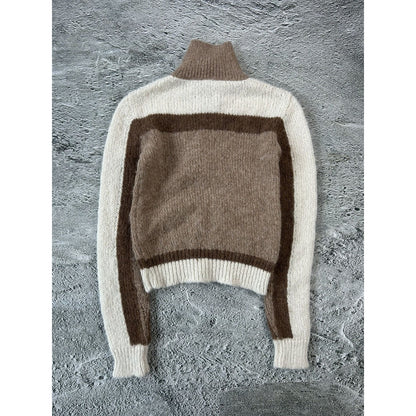 Prada Alpaca wool sweater zip turtleneck cardigan brown