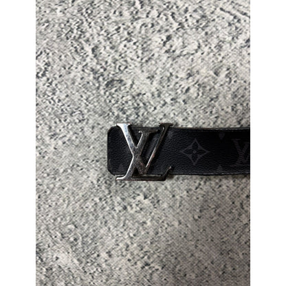 Louis Vuitton belt silver big buckle black LV monogram