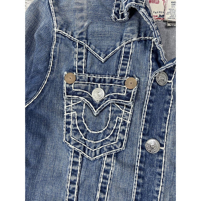 True Religion denim jacket trucker blue contrast stitching