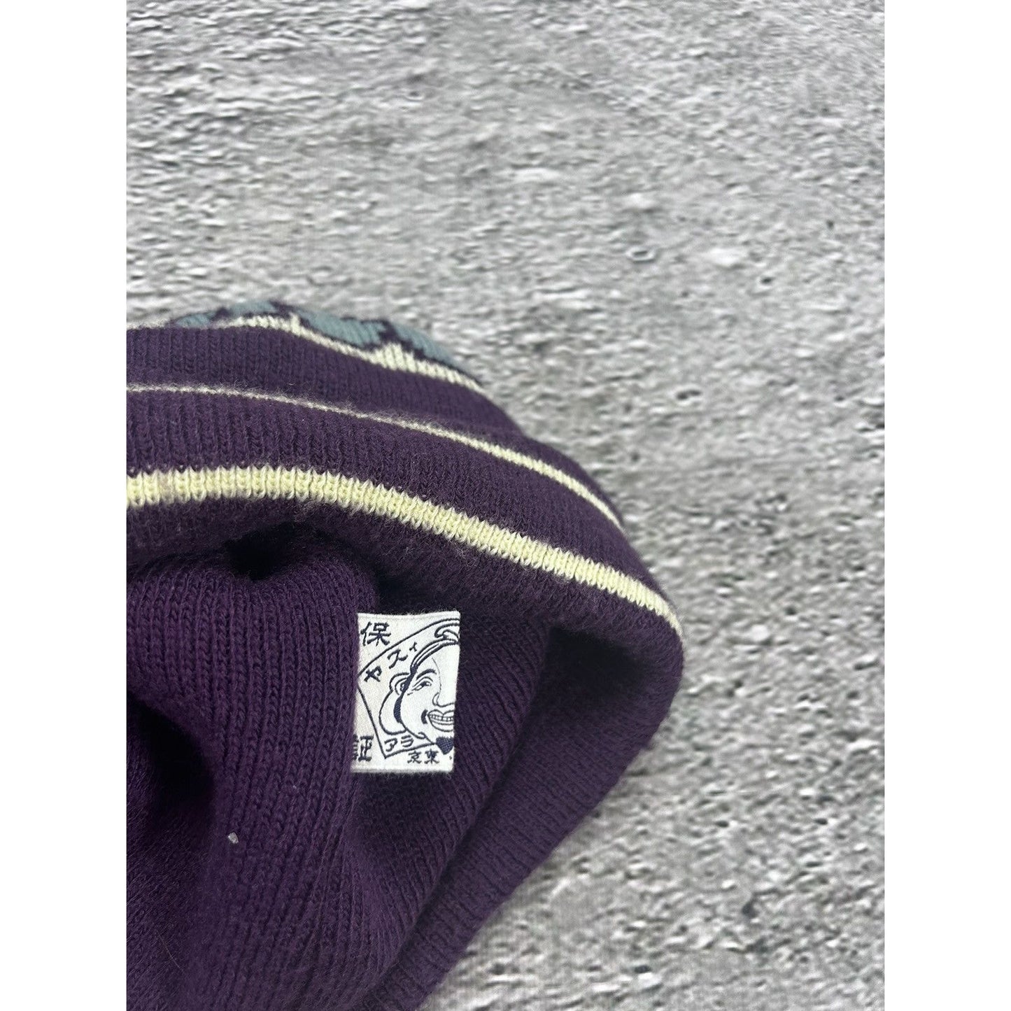 Evisu beanie Y2K seagulls purple big logo