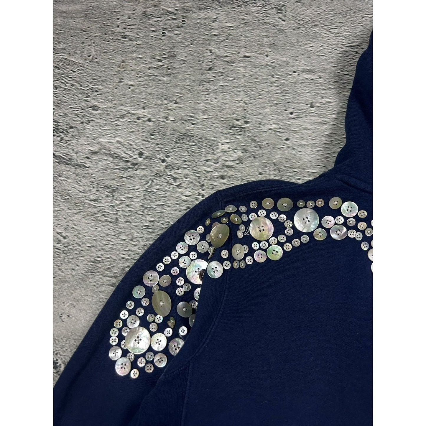 Evisu zip hoodie buttons big log navy logo hoodie