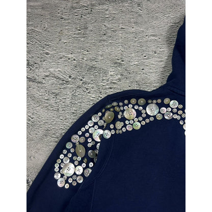 Evisu zip hoodie buttons big log navy logo hoodie