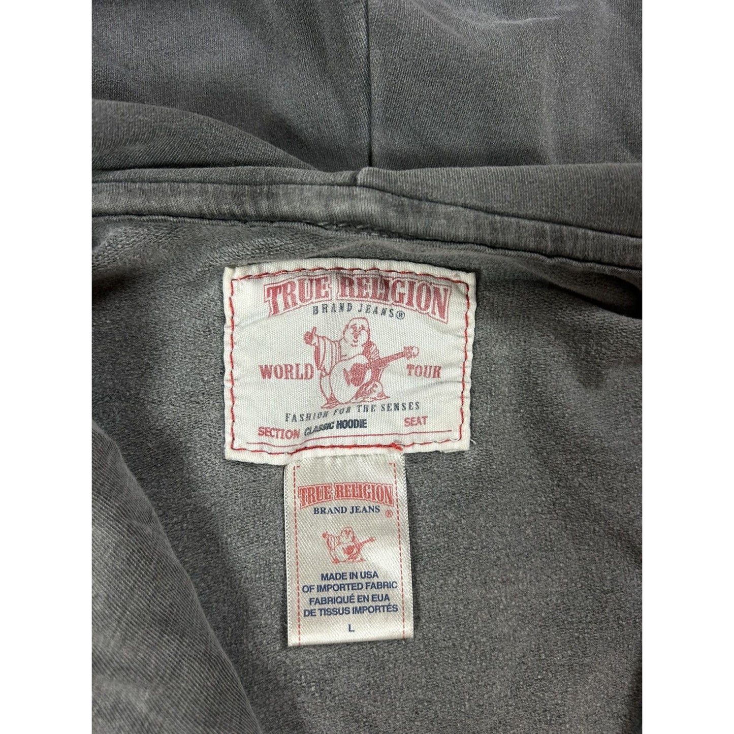 True Religion zip hoodie studded grey Y2K