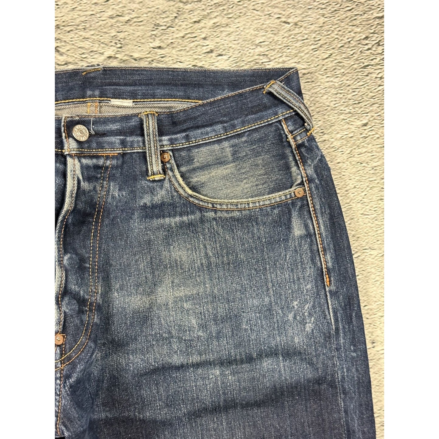 Evisu jeans daicock red big logo navy raw denim Selvedge