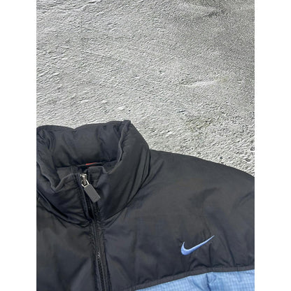 Nike puffer jacket big logo baby blue vintage 90s black