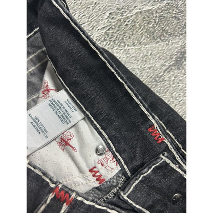 True Religion vintage black jeans denim white stitching