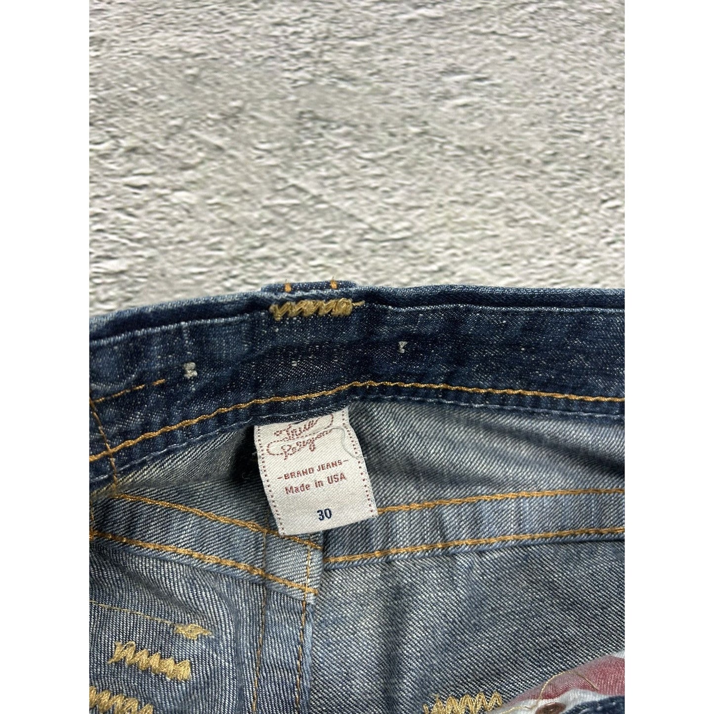 True Religion blue jeans thick stitching baggy Y2K