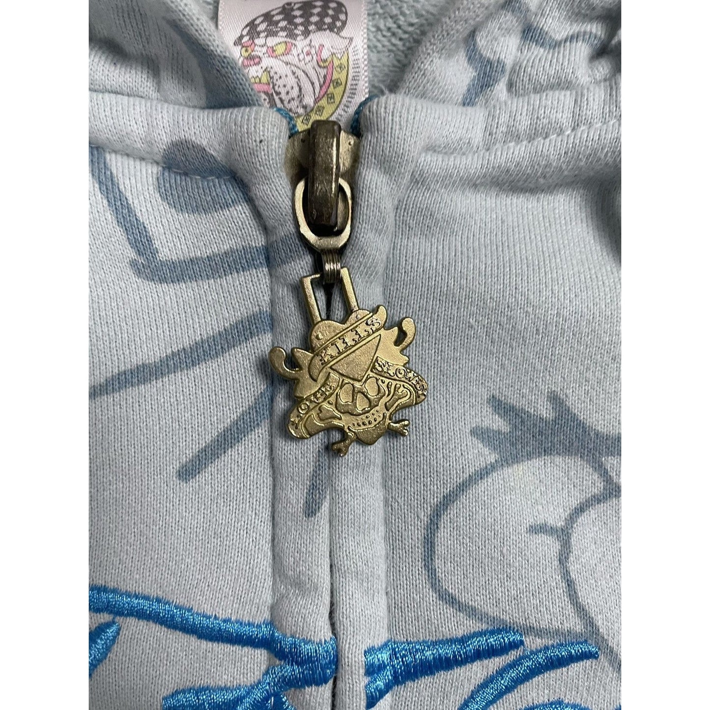 Ed Hardy zip hoodie baby blue vintage Y2K Christian Audigier