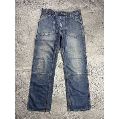 Evisu EU ED jeans vintage denim pants seagulls cargo blue