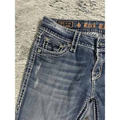 Rock Revival rhinestone glitter jeans Y2K flared denisa