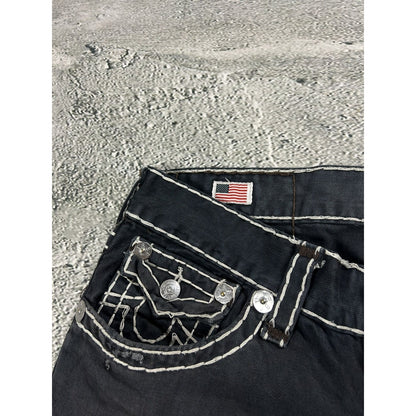 True Religion black jeans white thick stitching Y2K Ricky