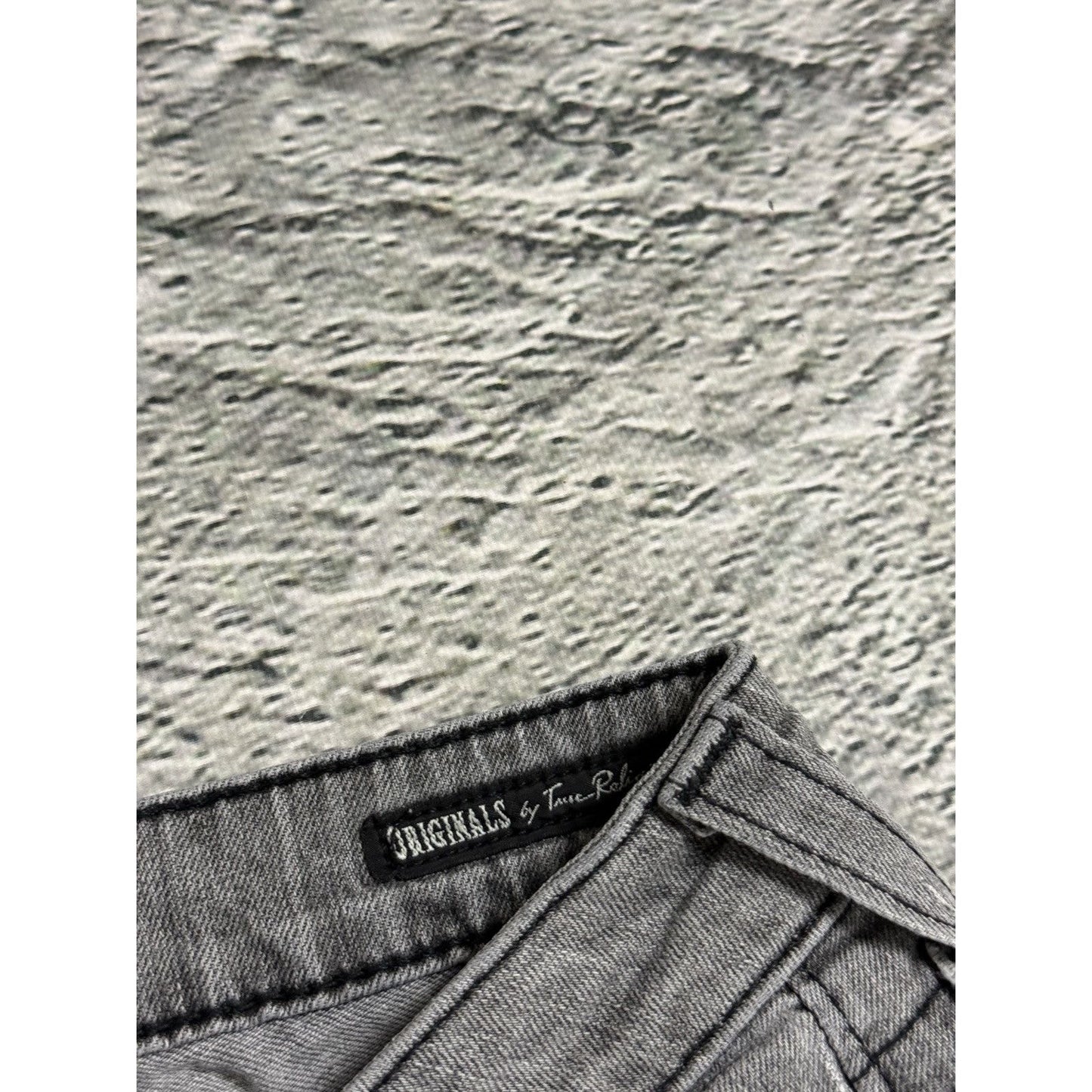 True Religion jeans grey black thick stitching flared Billy