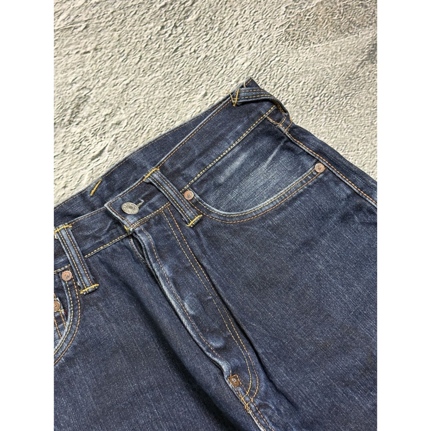 Evisu jeans daicock big logo black selvedge denim