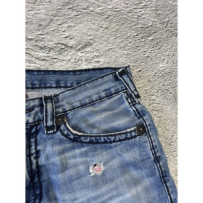 True Religion jeans blue black stitching Ricky Y2K