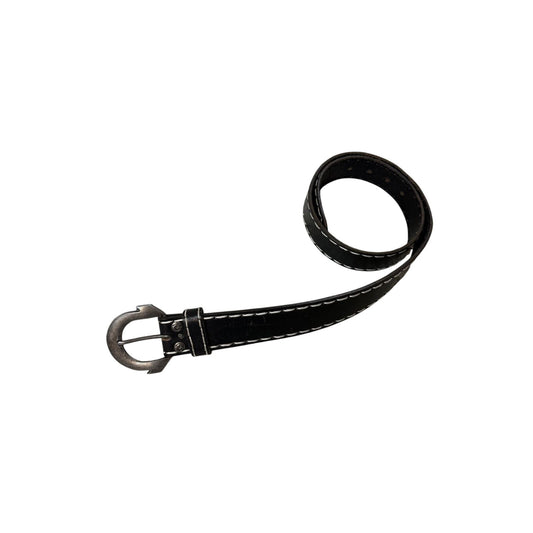 True Religion belt leather black Y2K thick stitching