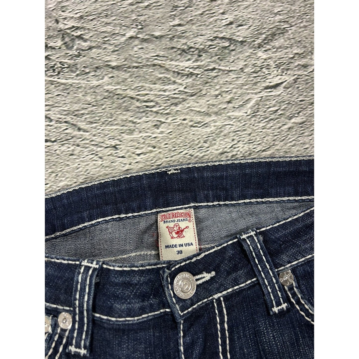 True Religion jeans flared vintage navy blue Billy white
