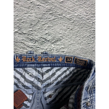 Rock Revival vintage light blue jeans Y2K Marcin white stitching